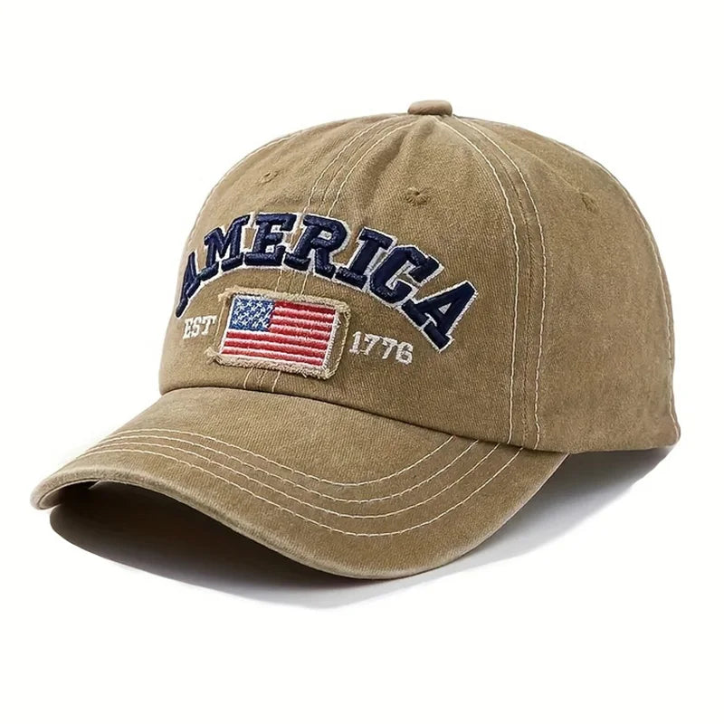 Vintage USA Flag Embroidered Baseball Cap