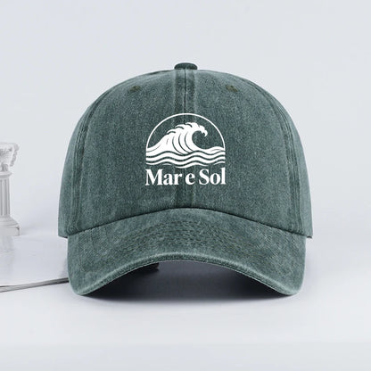 Mare Sol Wave Logo Print Washed Baseball Cap