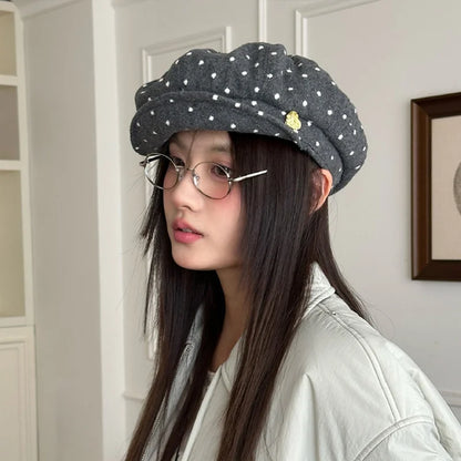 Wave Point Art Octagonal Hat Retro Leisure Versatile Painter Hat