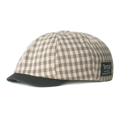 Plaid Cotton Octagonal Cap Literary Youth Women's Painter Hat