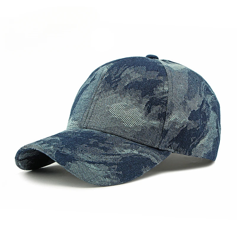 Western Washed Denim Hardtop Jacquard Adjustable