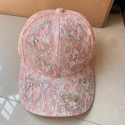 Luxurious Butterfly Rhinestone Lace Baseball Cap