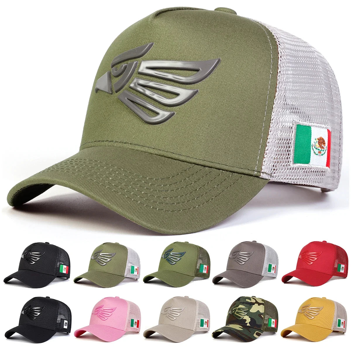 Unisex Mexican Eagle Label Baseball Net Caps Outdoor Adjustable Casual Hats Hip Hop Hat Sunscreen Hat