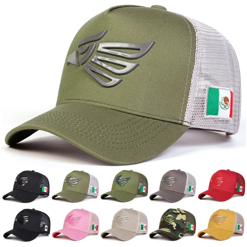 Unisex Mexican Eagle Label Baseball Net Caps Outdoor Adjustable Casual Hats Hip Hop Hat Sunscreen Hat