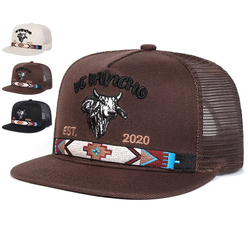 Unisex Bullhead Letter Embroidery Baseball Net Hat Spring Summer Outdoor