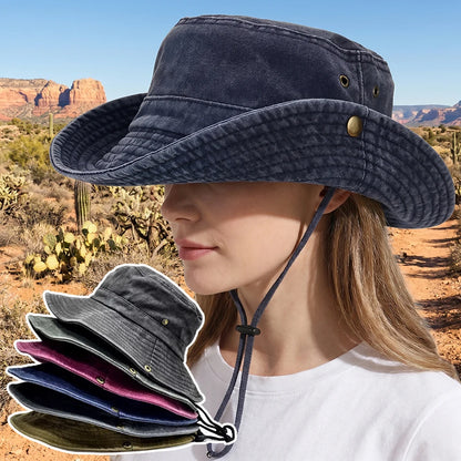 Outdoor Sun Protection Hat Vintage Washed Cotton Bucket Hat