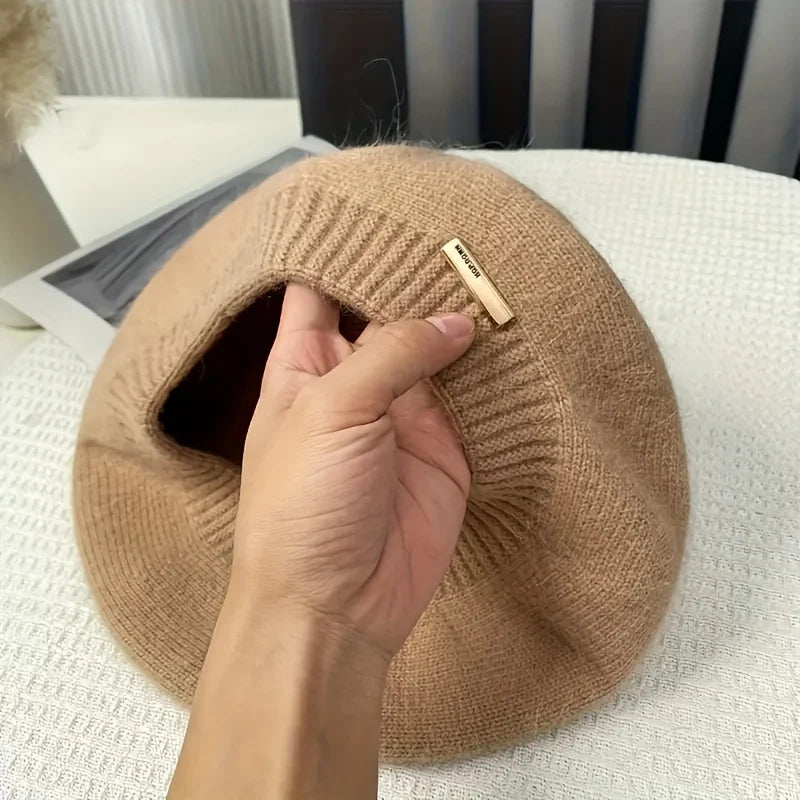 Women's Fashion Beret, Solid Color, Breathable & Elastic