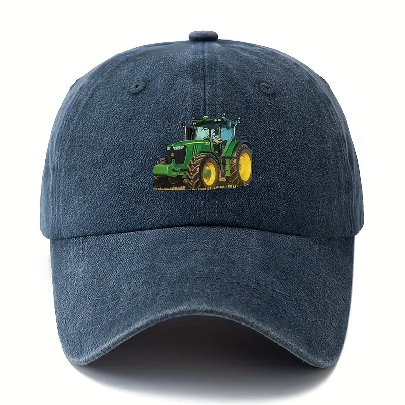 Printed Tractor Baseball Cap Men's Outdoor Camping Vacation Casual Curved Brim Hat Retro