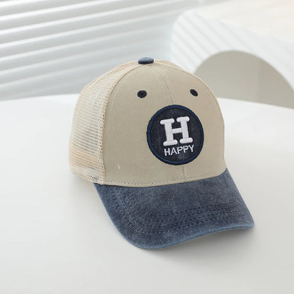 New Outdoor Letter H Children's Hats Summer HAPPY Mesh Baseball Cap Unisex Duck