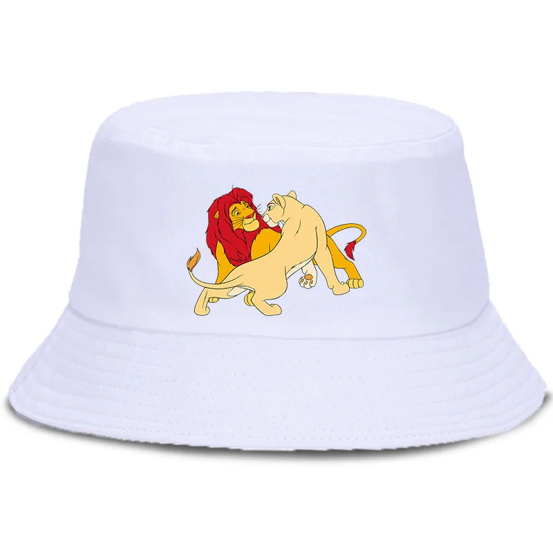 Anime The Lion King Printed Fisherman Hat Cute Cartoon Bucket Hats Autumn Summer