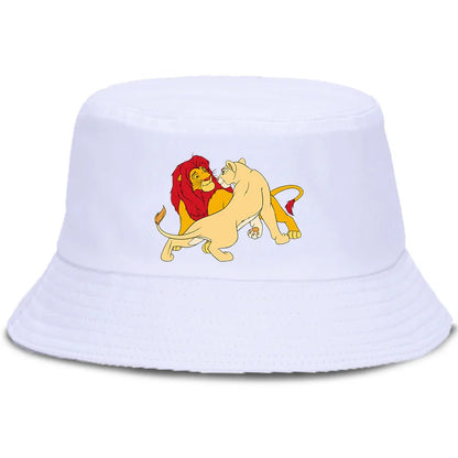 Anime The Lion King Printed Fisherman Hat Cute Cartoon Bucket Hats Autumn Summer