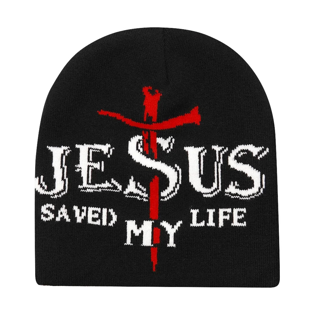 Y2K Letter Knitted Winter Autumn Beanie Cap Men Women