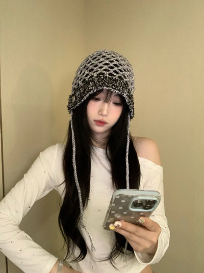 Lightweight Summer Style, Retro-Inspired Artistic Knitted Beanie