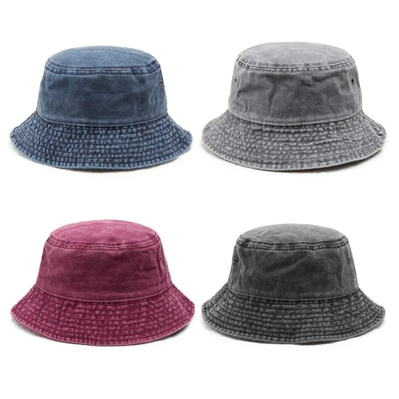Retro Washed Denim Fisherman Hat Versatile Bucket Hats