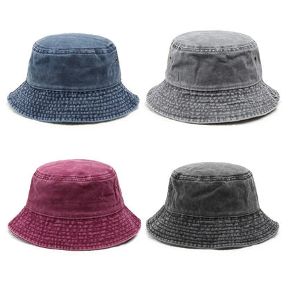 Retro Washed Denim Fisherman Hat Versatile Bucket Hats