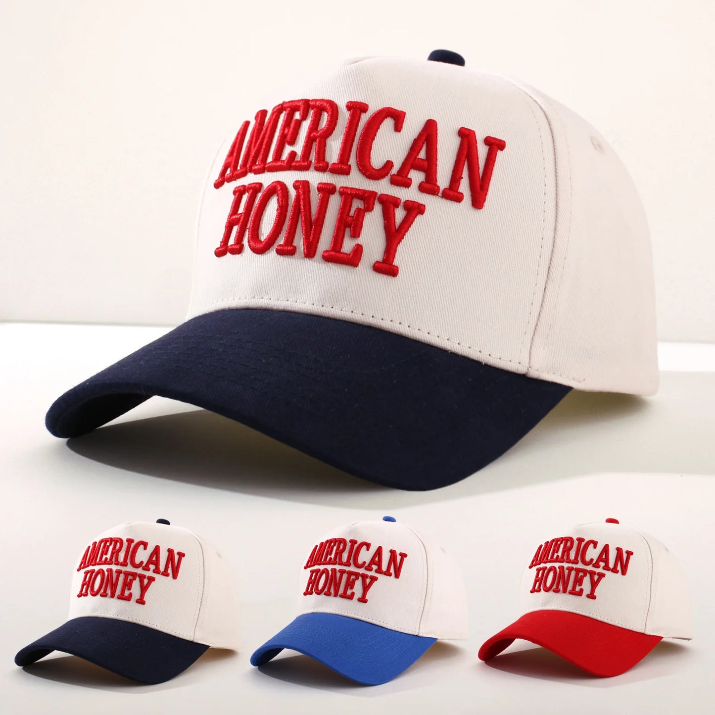 Color Block Baseball Cap Adjustable Sun Hat Casual Curved Brim Trucker Hat