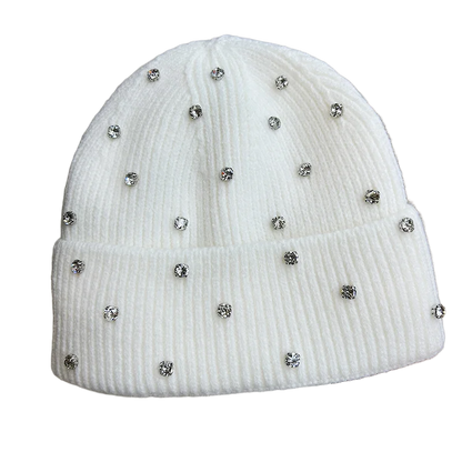 Women's Winter Knit Beanie Hat Soft Warm Fake Diamond Embellished For Party