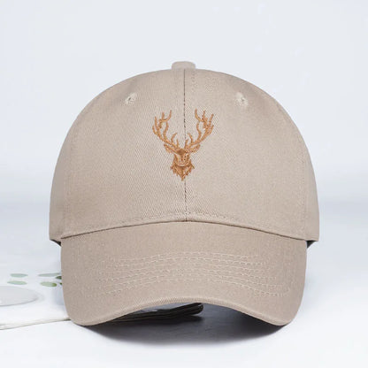 Golden Deer Head Embroidered Baseball Cap