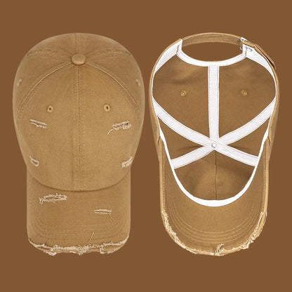 Fashion Unisex Distressed Design Style Solid Color Cotton Baseball Cap