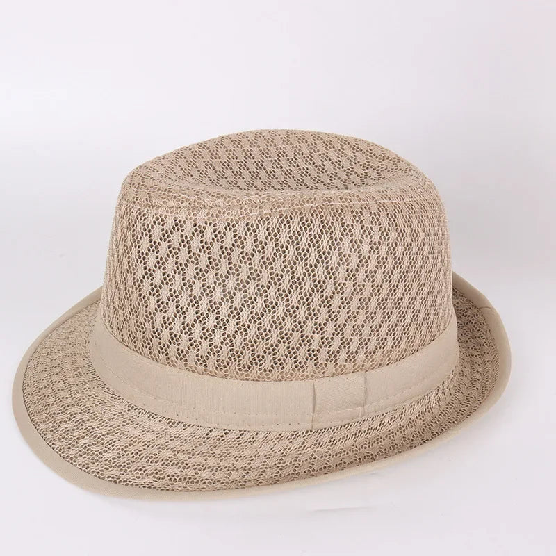 Men's & Women's Straw Breathable Jazz Hat Mesh Summer Sun Hat