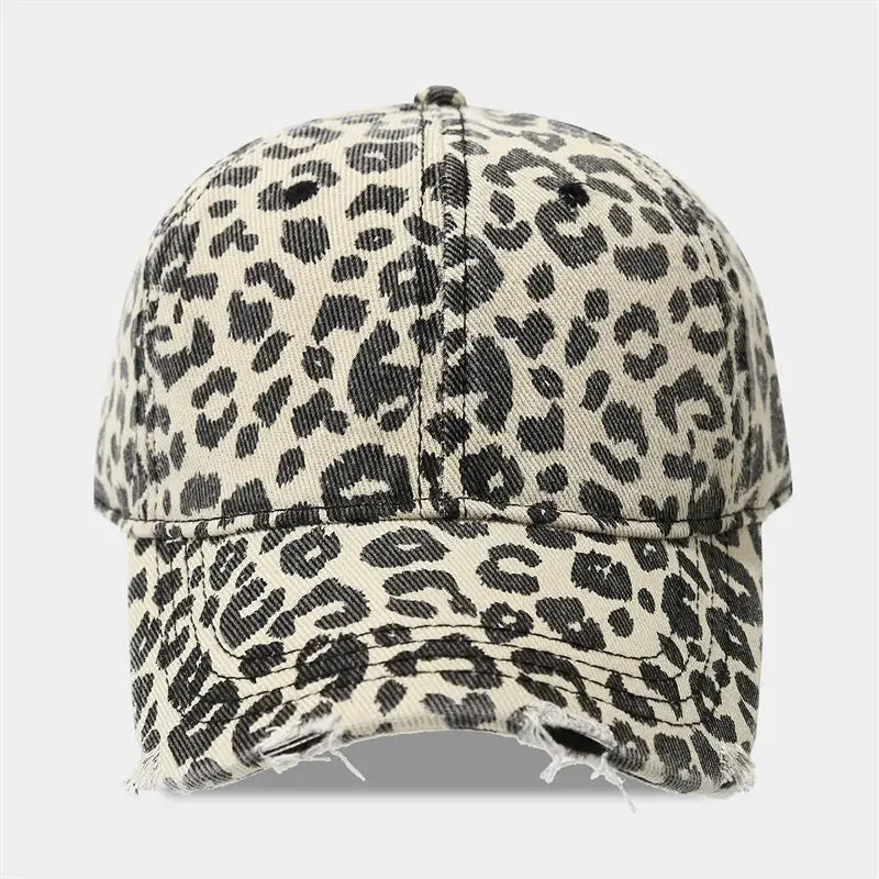 Spring Polyester Leopard Print Casquette Baseball Cap