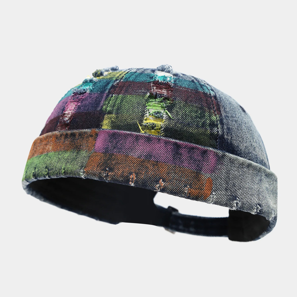 Denim Docker Cap Without Visor Tear Style Hole Brimless Caps