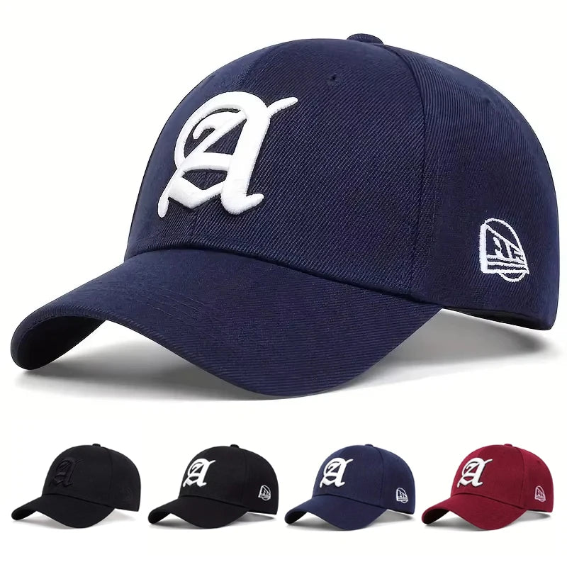 Unisex Letter A Embroidery Baseball Caps Adjustable Casual Hats Autumn Outdoor Sunscreen Hat