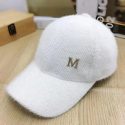 Casual Solid Color Baseball Cap Rabbit Hair Adjustable