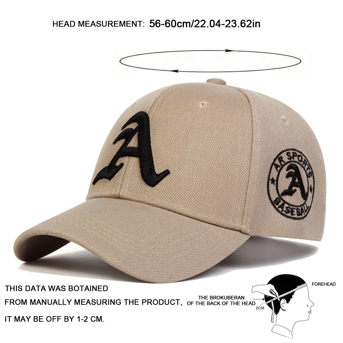 Unisex Gothic Letter A Embroidery Baseball Caps Autumn Outdoor Adjustable Casual Hats Sunscreen Hat