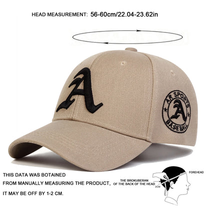 Unisex Gothic Letter A Embroidery Baseball Caps Autumn Outdoor Adjustable Casual Hats Sunscreen Hat
