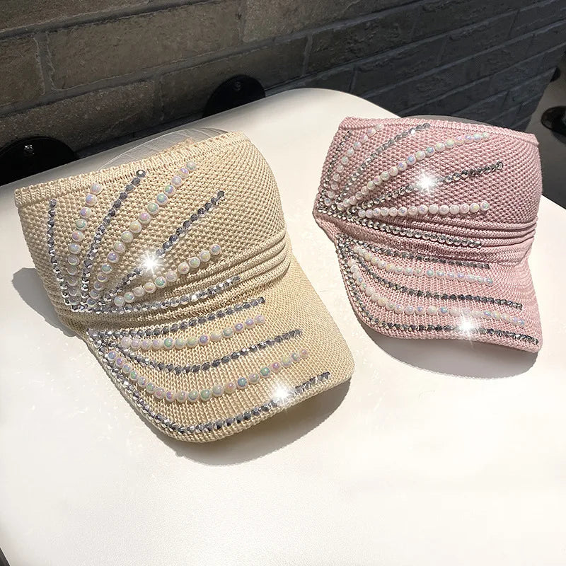 Shining Diamonds Pearls Sun Hats For Women