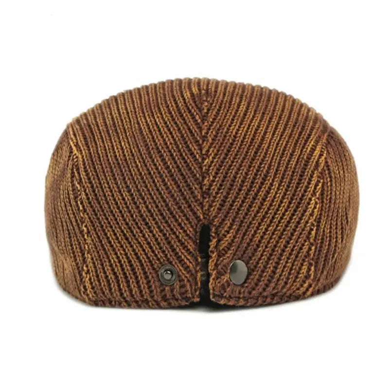 Autumn Winter Polyester Print Warm Newsboy Caps Men Flat Cap