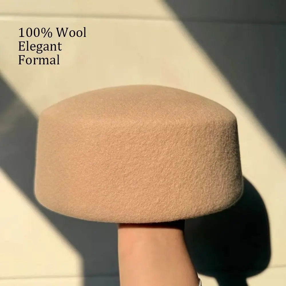 Fashion 100% Wool Top Hat Hard Top Flat Elegant Fedoras Hats