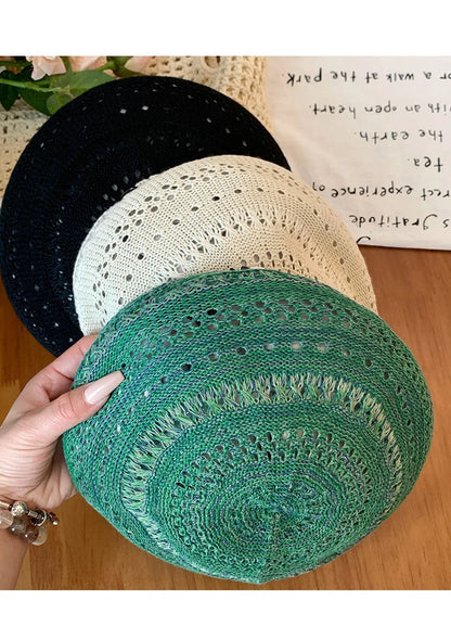 Vintage Hollow Mint Green Beret Women's Summer