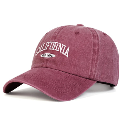 Unisex CALIFORNIA Letter Embroidery Wash Baseball Caps Outdoor Adjustable Casual Hats Sunscreen Hat