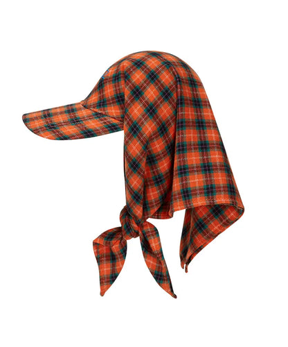 Fashion Streetwear Plaid Turban Hat Women Tie Back Wrap Baseball Cap