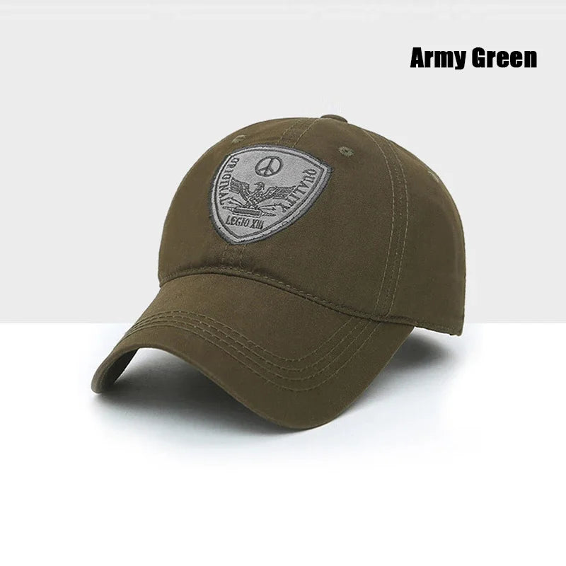 Fashion Classic Soft Top Embroidery Patch Washable Military Cadet Hat Unisex Cotton Outdoor Sport Casual Baseball Cap