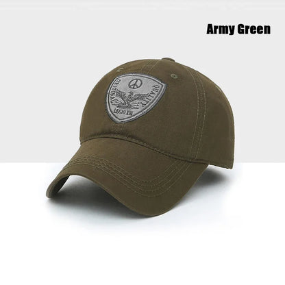 Fashion Classic Soft Top Embroidery Patch Washable Military Cadet Hat Unisex Cotton Outdoor Sport Casual Baseball Cap