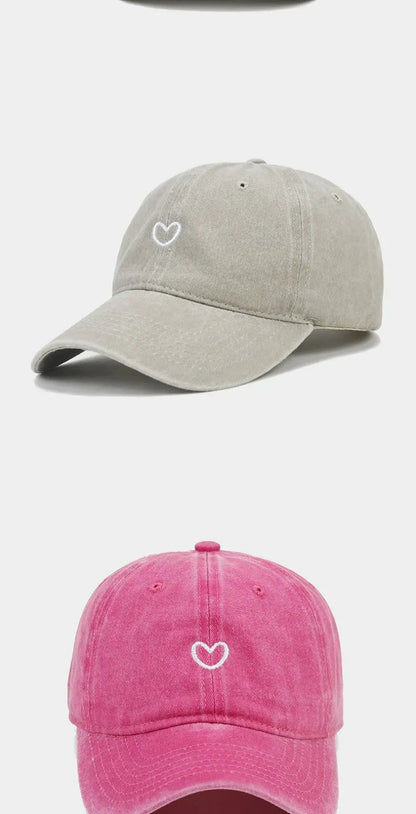 Hat New For Women Men Washed Cotton Baseball Cap Soft Top Embroidered Love Retro