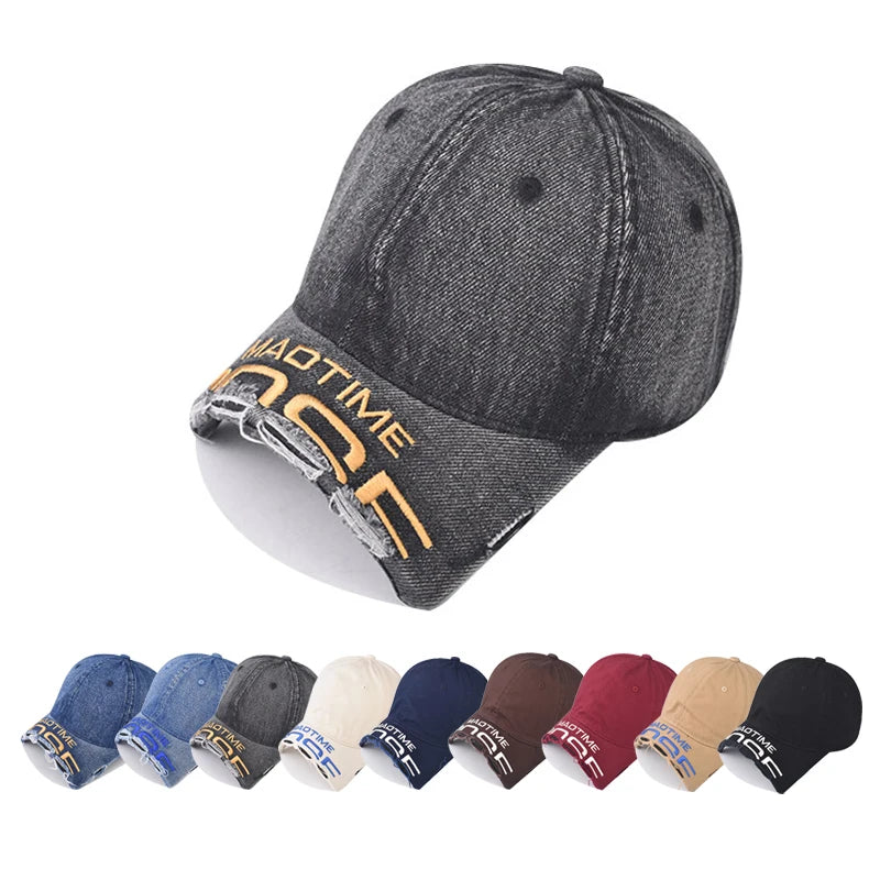 Baseball Cap Short Brim Hole Washing Snapback Hat