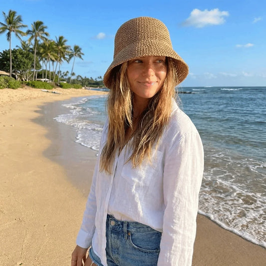 Fashion Woven Women Sun Hat Korean Style Breathable