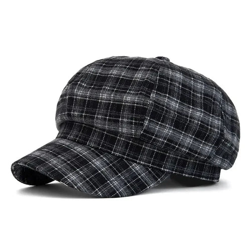 Autumn Cotton Print Warm Octagonal Cap Newsboy Hat