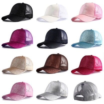 Summer Glitter High Ponytail Baseball Cap Female