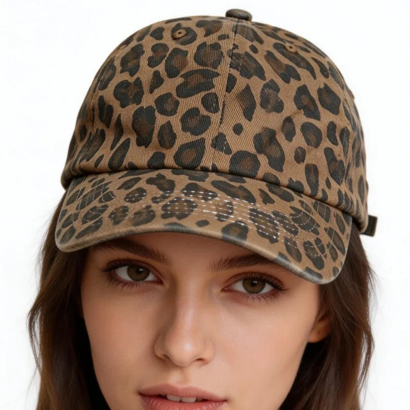 Vintage Leopard Print Baseball Cap for Women
