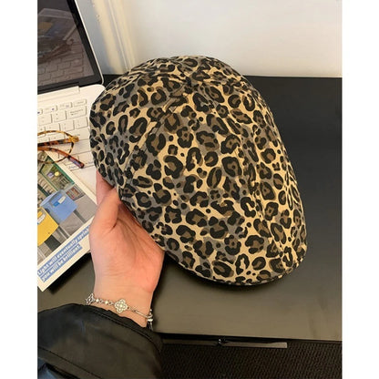 American Y2K Retro Personality Leopard Print Forward Hat
