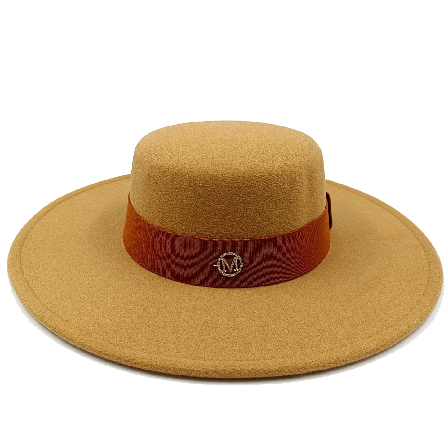 New Oversized Edge Flat Top Hat Retro French Felt Hat