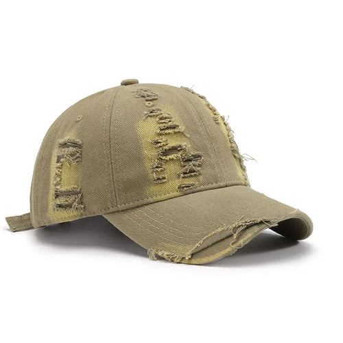 Ripped Soft-Top Panel Color-Block Personalized Washed Men's Baseball Cap
