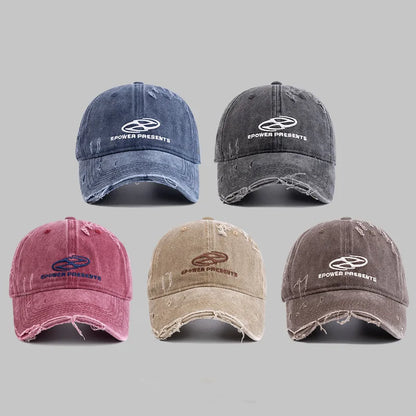 Washed Distressed Denim Grey Baseball Cap