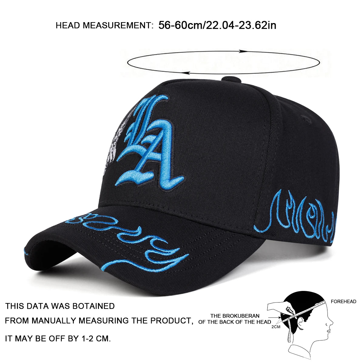 Unisex Gothic LA Angel Embroidery Baseball Caps Spring Autumn