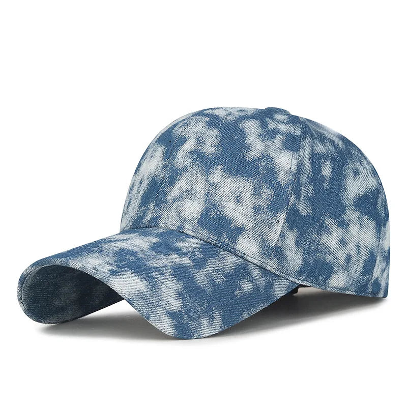 Korean Tie Dye Denim Baseball Cap, Men's And Women's